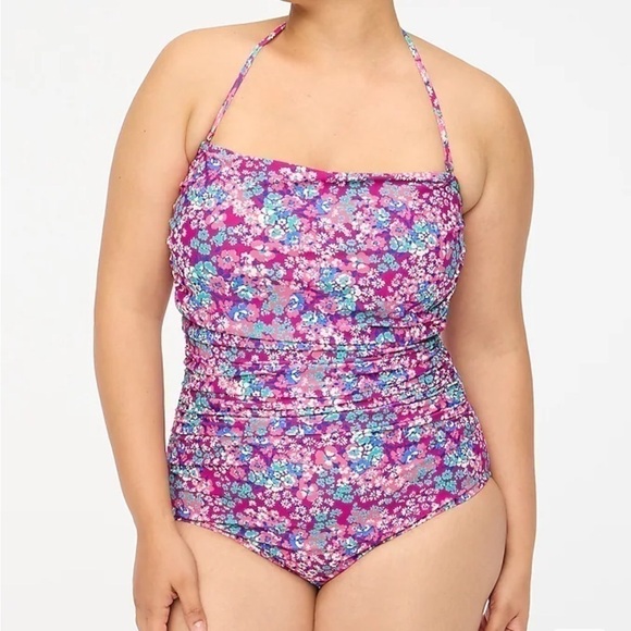 J Crew Factory Floral‎ Printed strapless one-piece swimsuit size XXL NWT BD861 - Picture 1 of 10